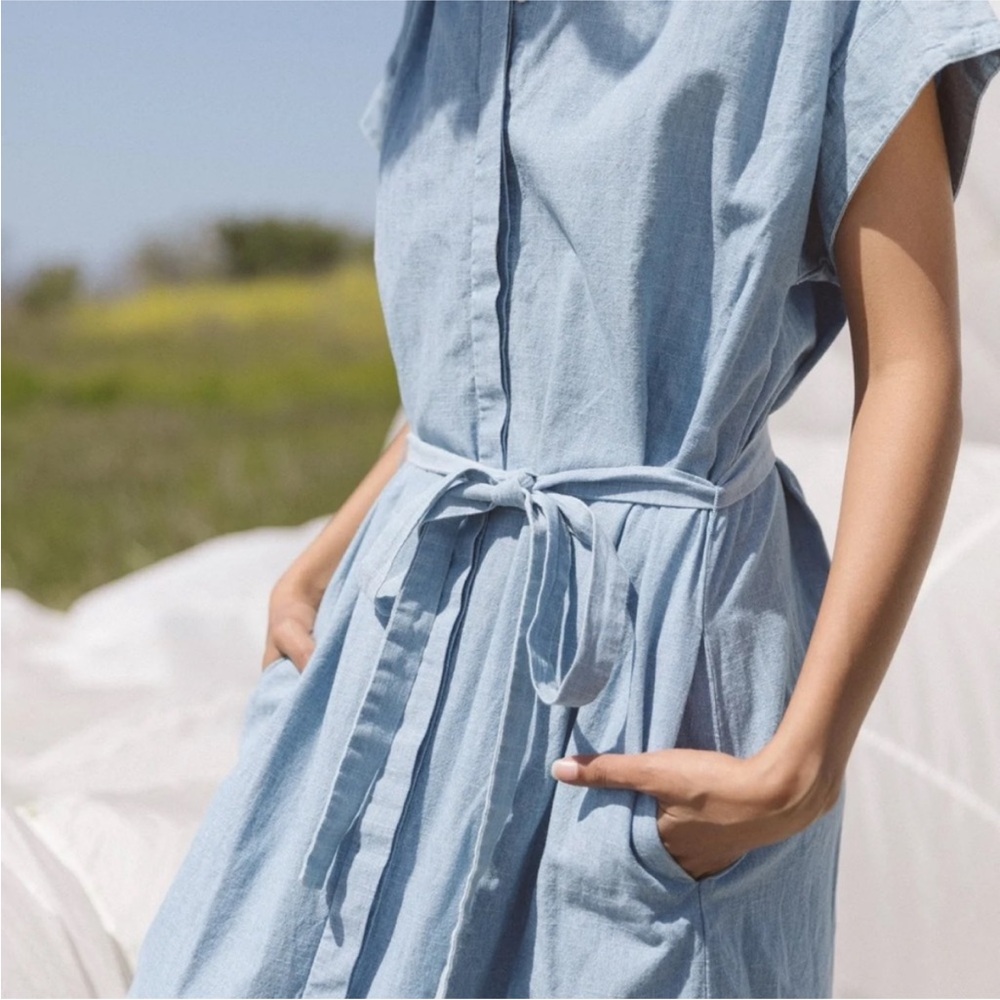 Light Blue Button-Up Dress